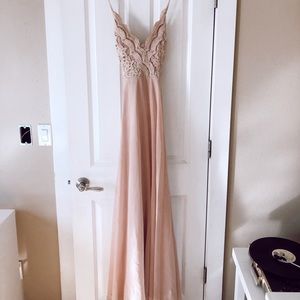 deep blush lace maxi dress lulus